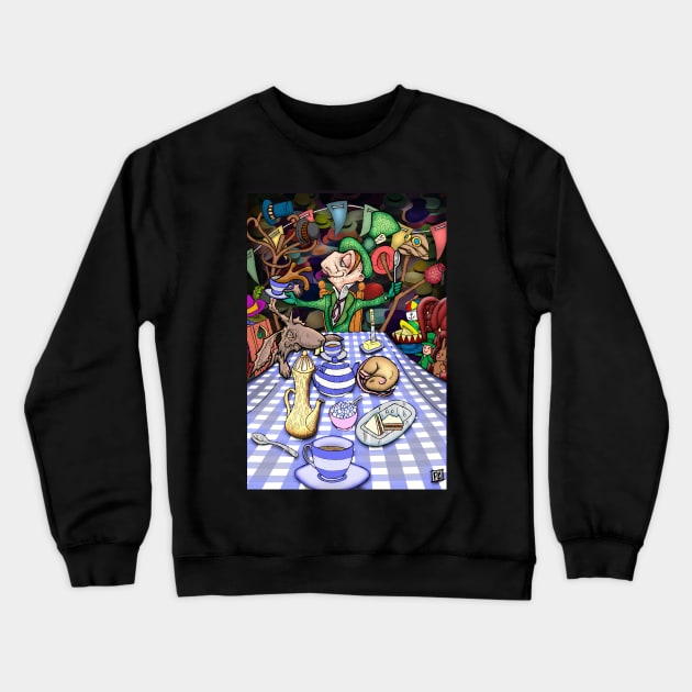 Mad Hatter's Tea Party Crewneck Sweatshirt by SquareDog